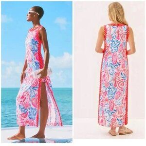 Lilly Pulitzer NWT Sadie Maxi Romper Sun Sea Sand Size 4. Slits on Sides